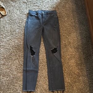 Express Black Distressed Skinny Jeans